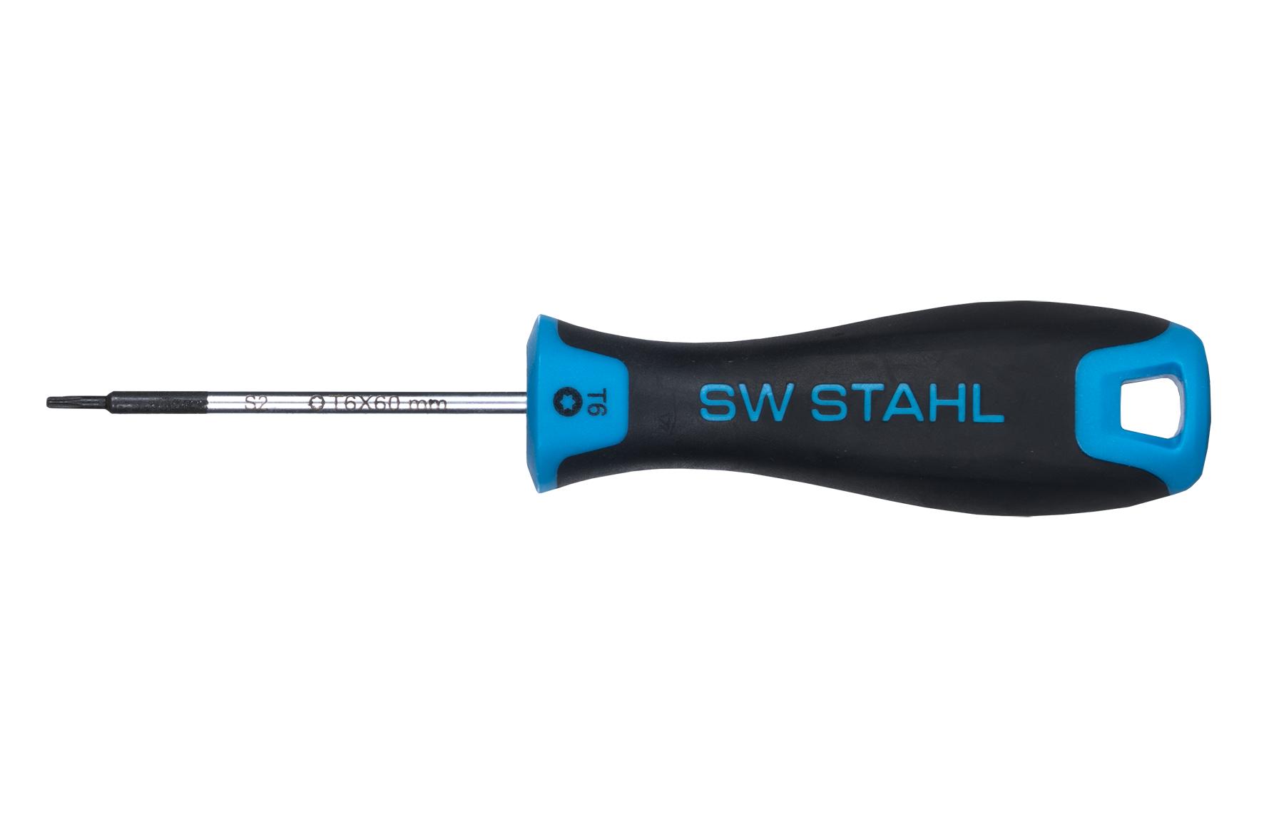 Șurubelniță Torx SW-Stahl SW32706SB, T6 x 60 mm, Mâner Bicomponent, Vârf Magnetic
