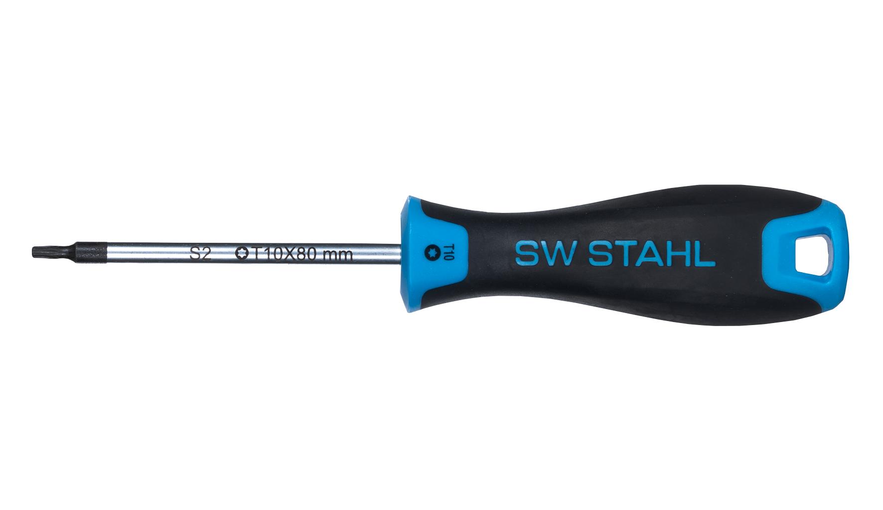 Șurubelniță Torx SW-Stahl SW32710SB, T10 x 80 mm, cu mâner bicomponent și vârf magnetic