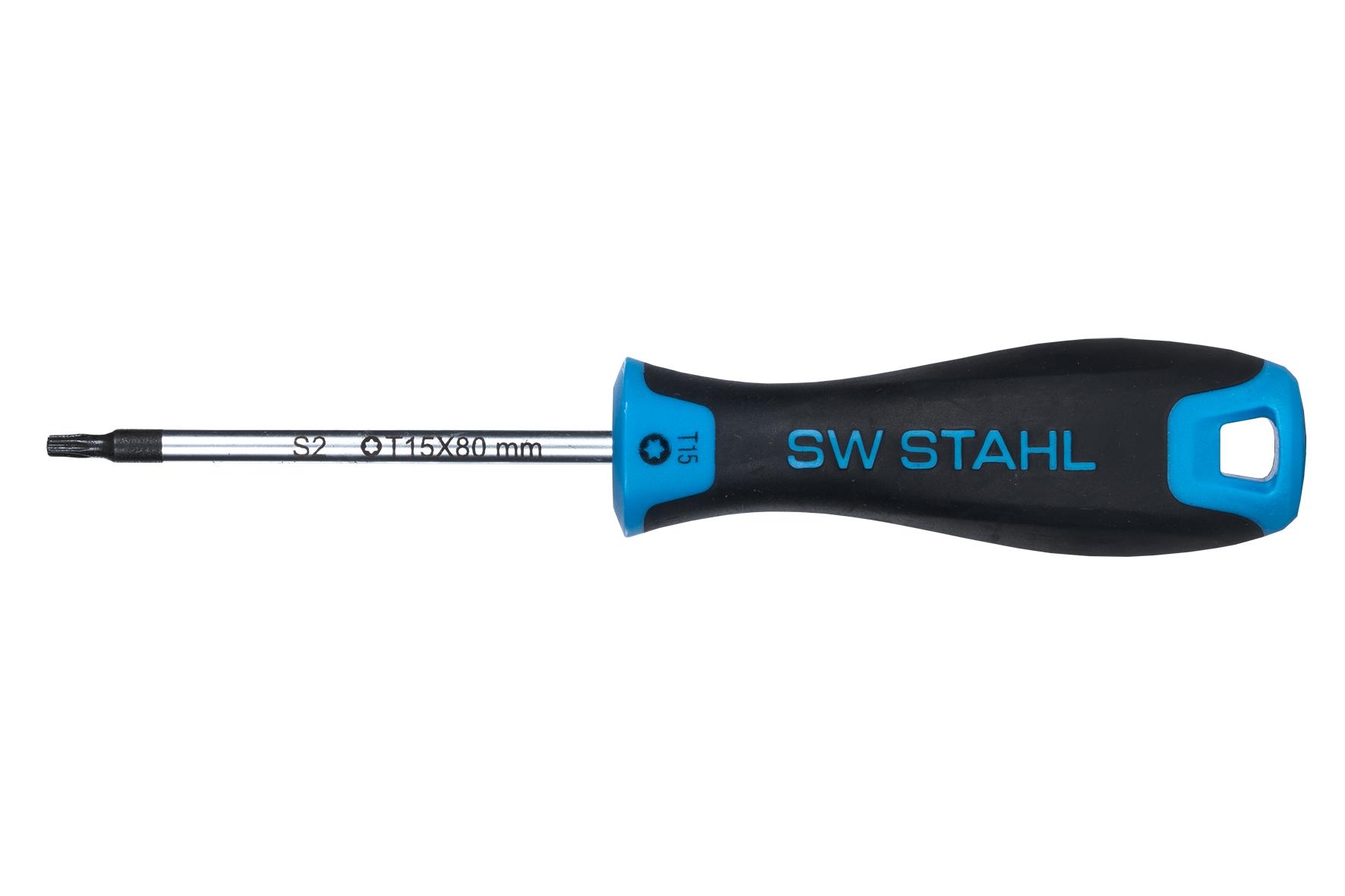 Șurubelniță Torx SW-Stahl SW32715SB, T15 x 80 mm, Mâner Bicomponent, Vârf Magnetic