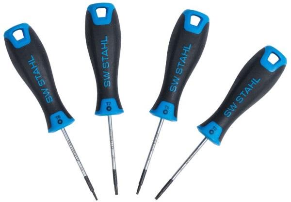 Set de 4 Șurubelnițe Torx SW-Stahl SW32813L cu Mâner Bicomponent Anti-Alunecare și Tijă din Oțel S2