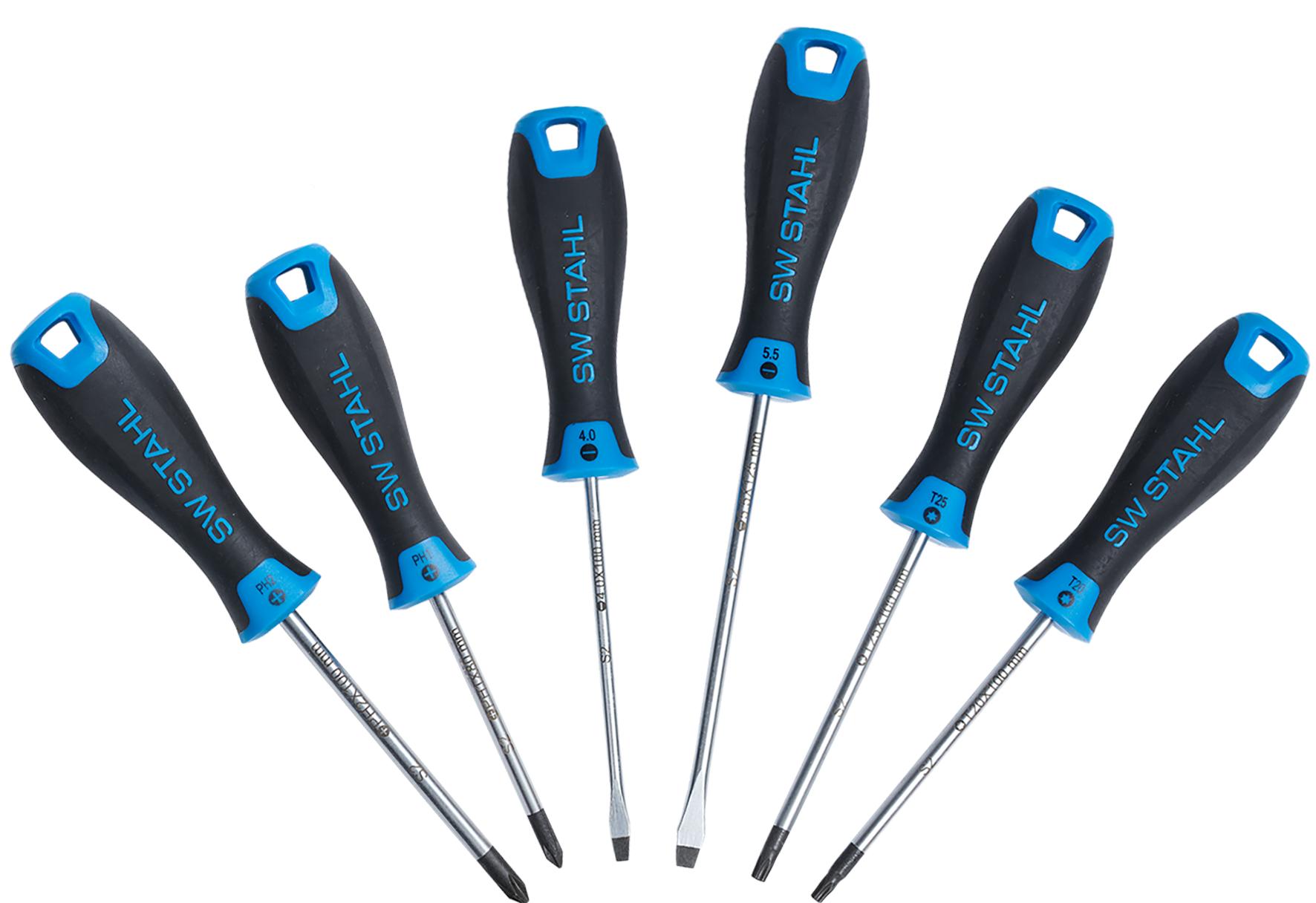 Set de 6 șurubelnițe SW-Stahl SW32815L - Drept, Cruciform, Torx: 4.0 mm, 5.5 mm, PH1, PH2, T20, T25