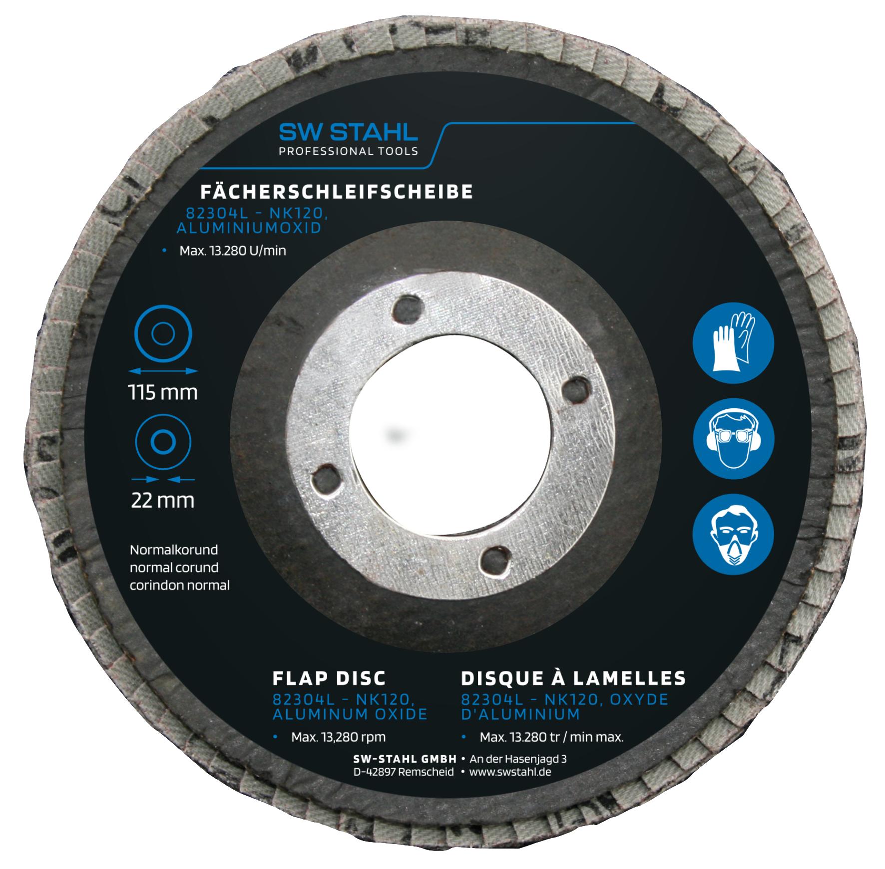 Set de 10 discuri abrazive cu clapete din oxid de aluminiu, diametru 115 mm, granulatie NK120