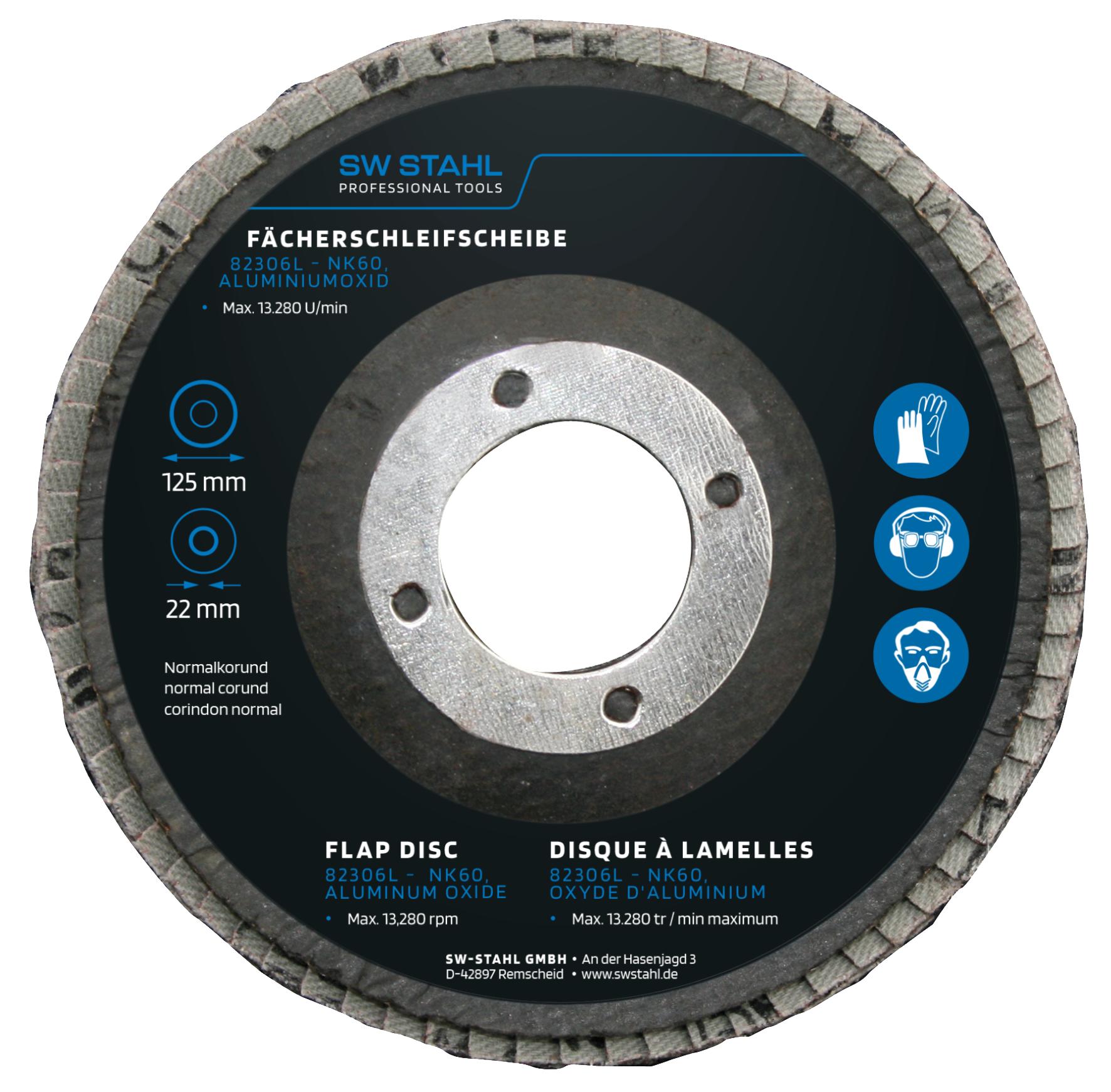 Set 10 discuri abrazive cu clapete, oxid de aluminiu, 125 mm, granulație NK60