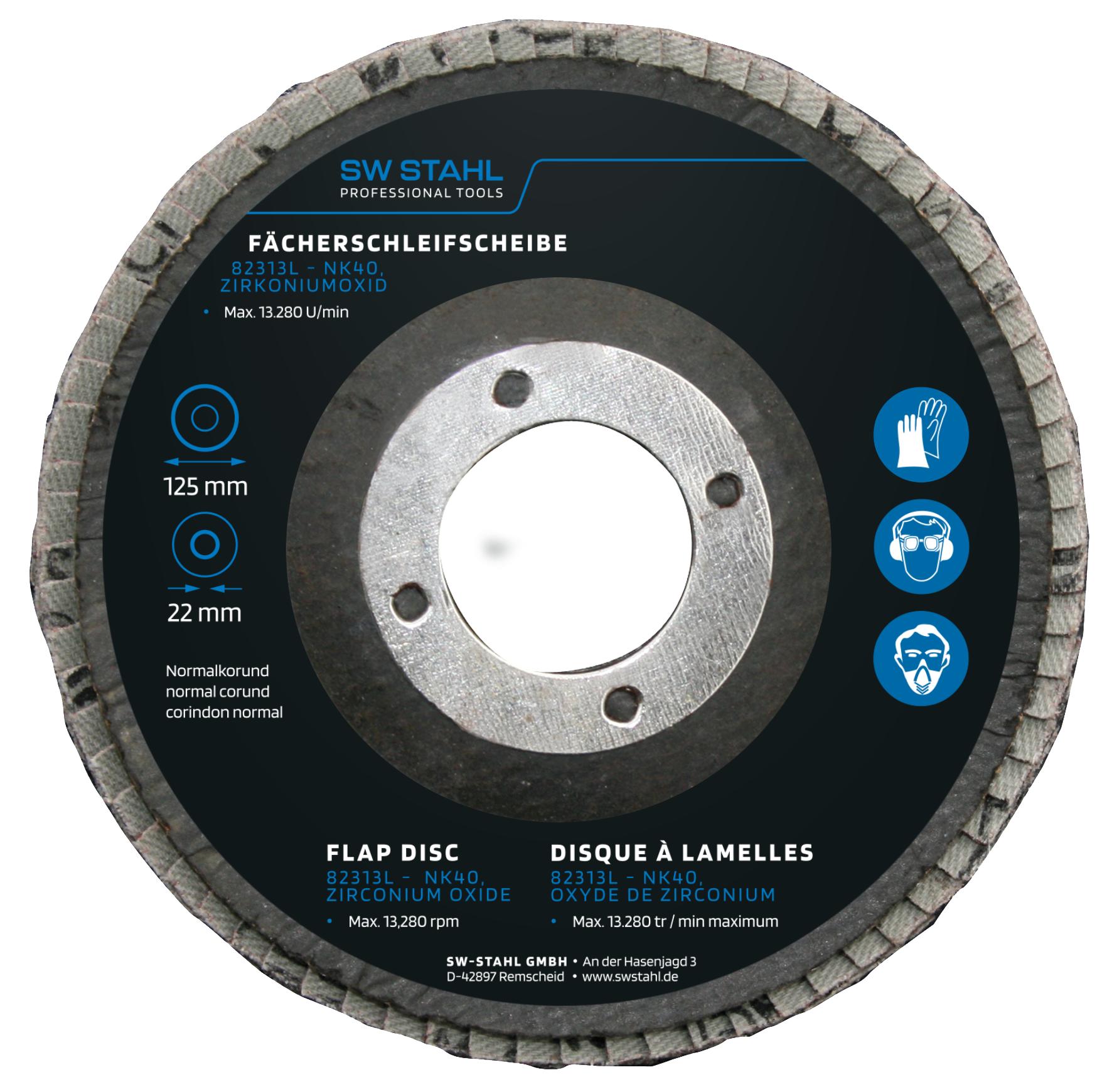 Set de 10 discuri cu clapete, oxid de zirconiu, 125 mm, model NK40