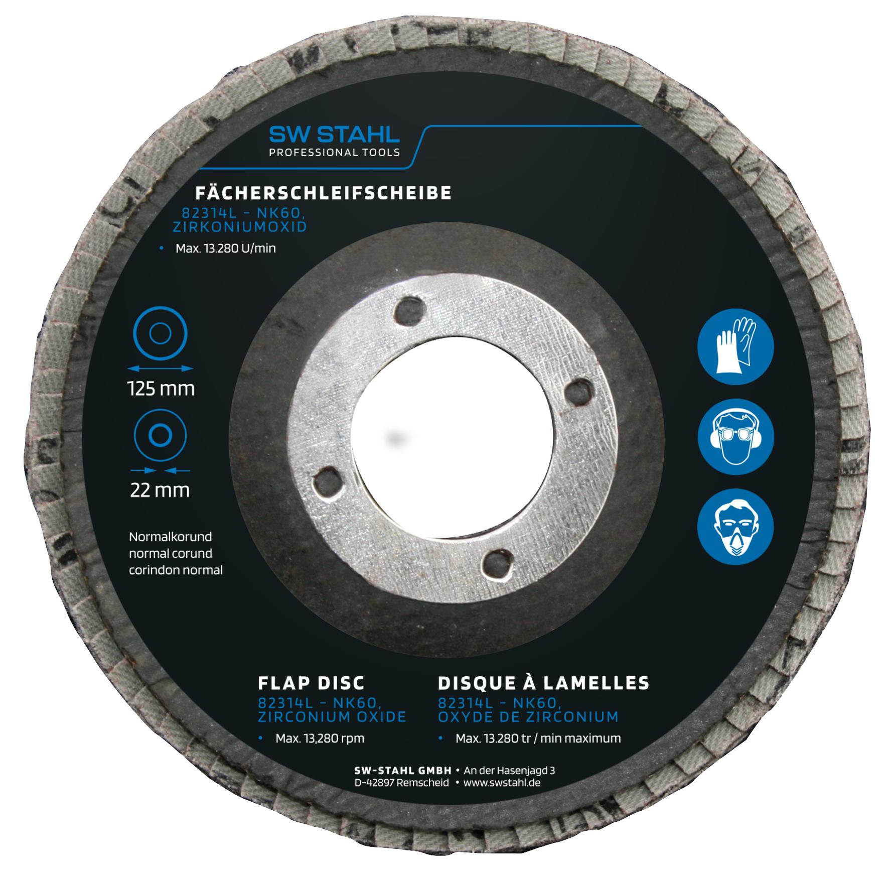 Set de 10 discuri cu clapete din oxid de zirconiu, 125 mm, granulatie NK60