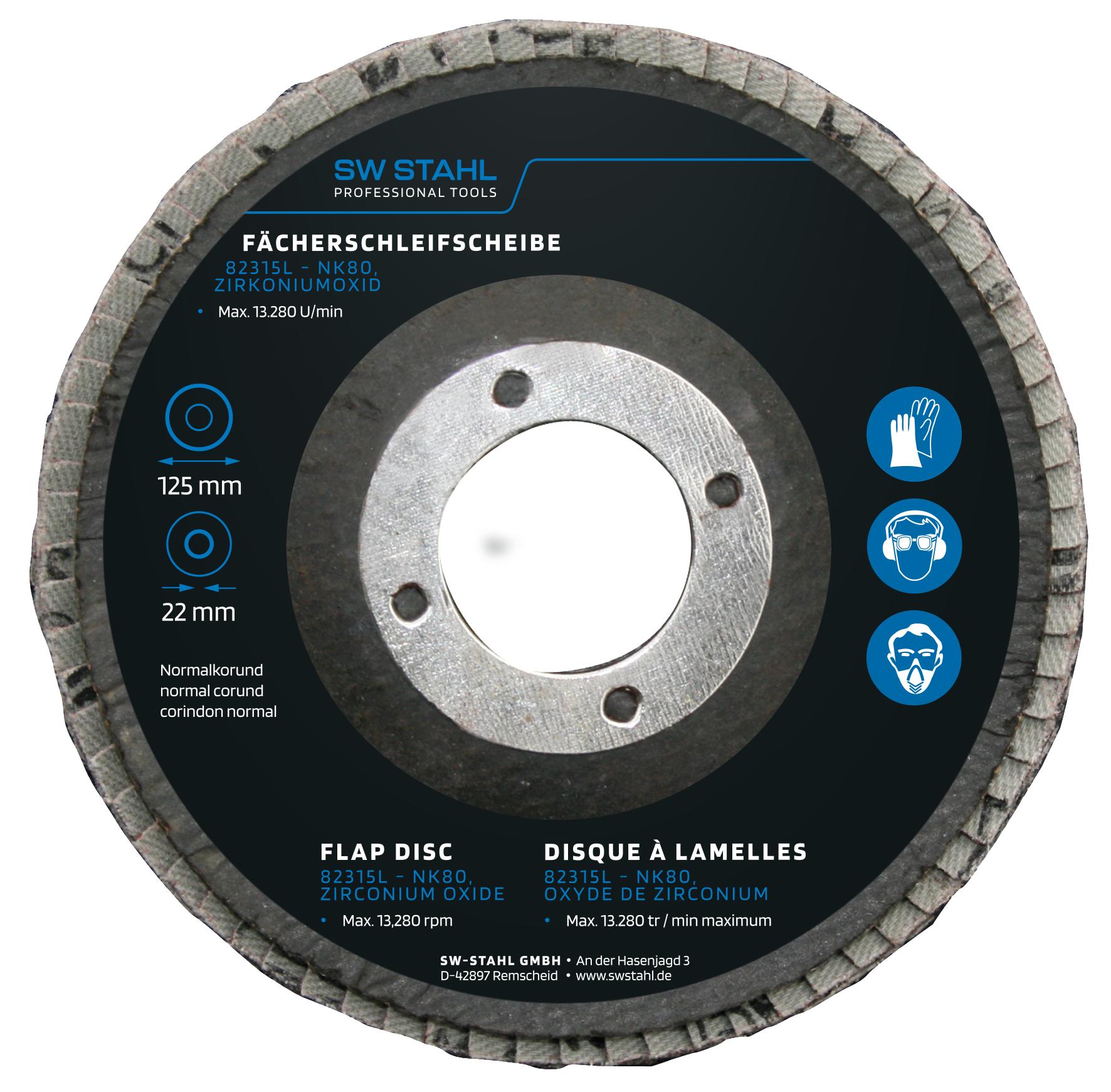 Set de 10 discuri cu clapete din oxid de zirconiu, 125 mm, granulatie NK80