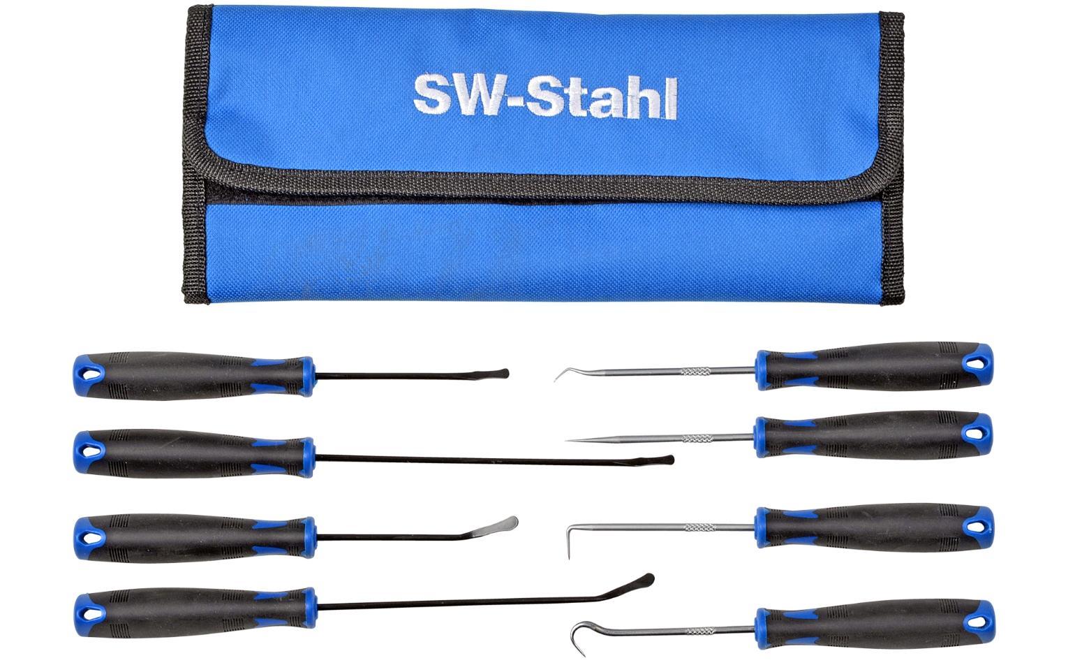 Set de 8 extractoare pentru garnituri SW-Stahl SW94872L, cu mâner din plastic și husă textilă