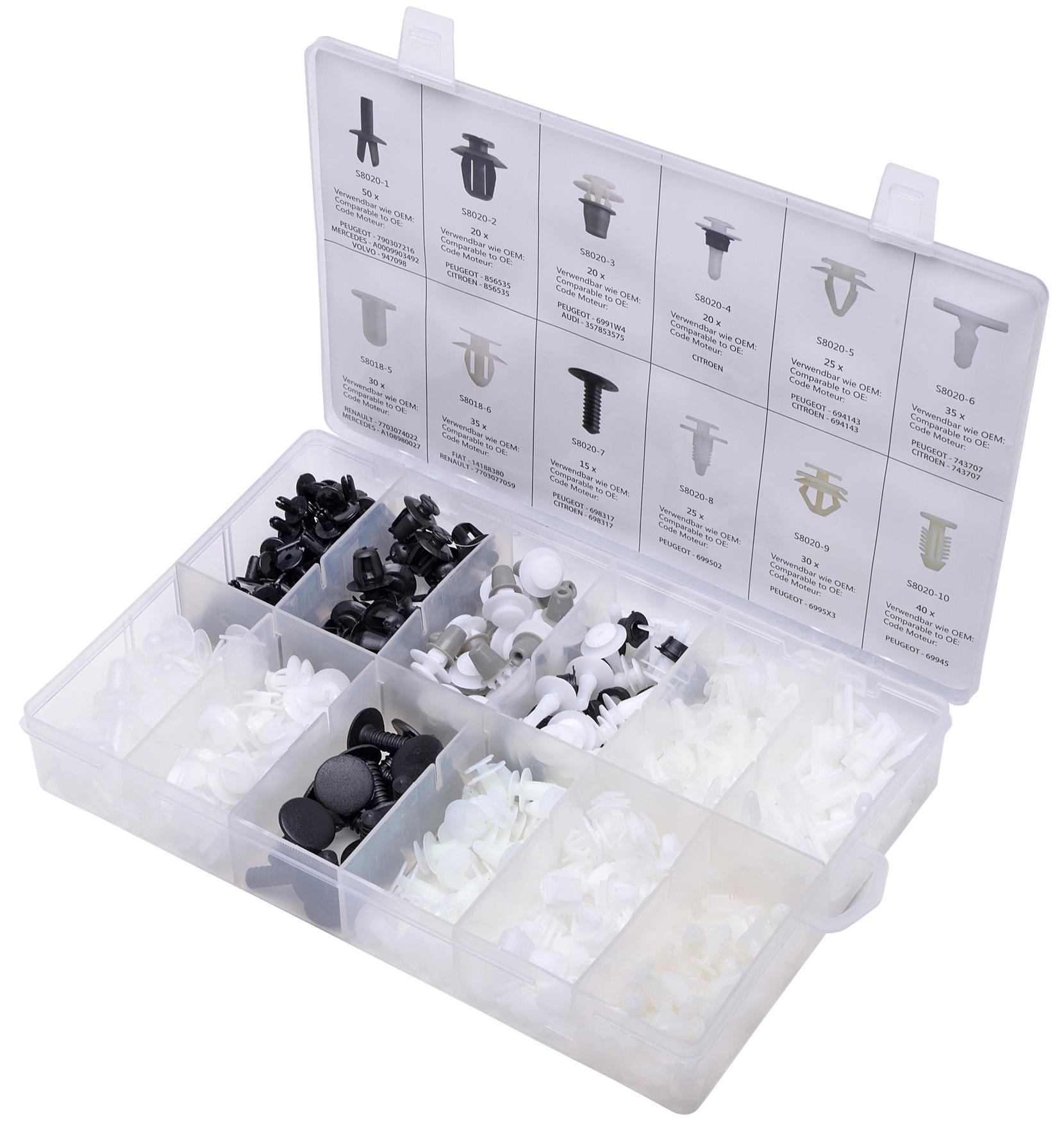 Set de 345 cleme de prindere compatibile cu Peugeot/Citroën