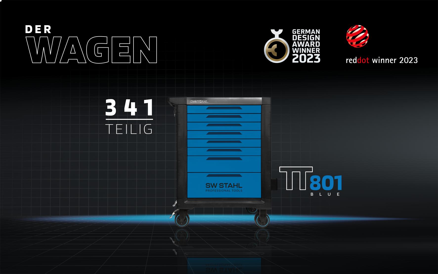 Cărucior de Atelier Profesional TT801, Albastru, cu 341 de Piese și 5 Tăvi Organizatoare