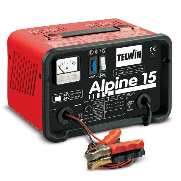 Redresor de baterii TELWIN ALPINE 15, 12/24 V, 110 W, pentru baterii Pb/START/STOP cu capacitate de 60-115 Ah