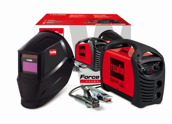 Aparat de sudură cu invertor TELWIN Force 165 815863, 4.1 kW, 10-150 A, pentru electrozi de 1.6-4 mm, include mască de sudură Lion