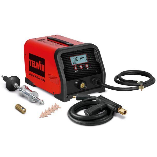 Aparat de sudură în puncte pentru reparații caroserii TELWIN DIGITAL PULLER 5500 TW828127, 230 V, 3800 A, cu set de accesorii incluși