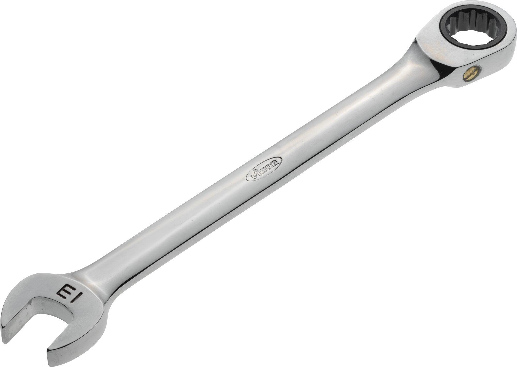 Cheie combinată cu clichet VIGOR V1023, 13 mm, oțel cromat