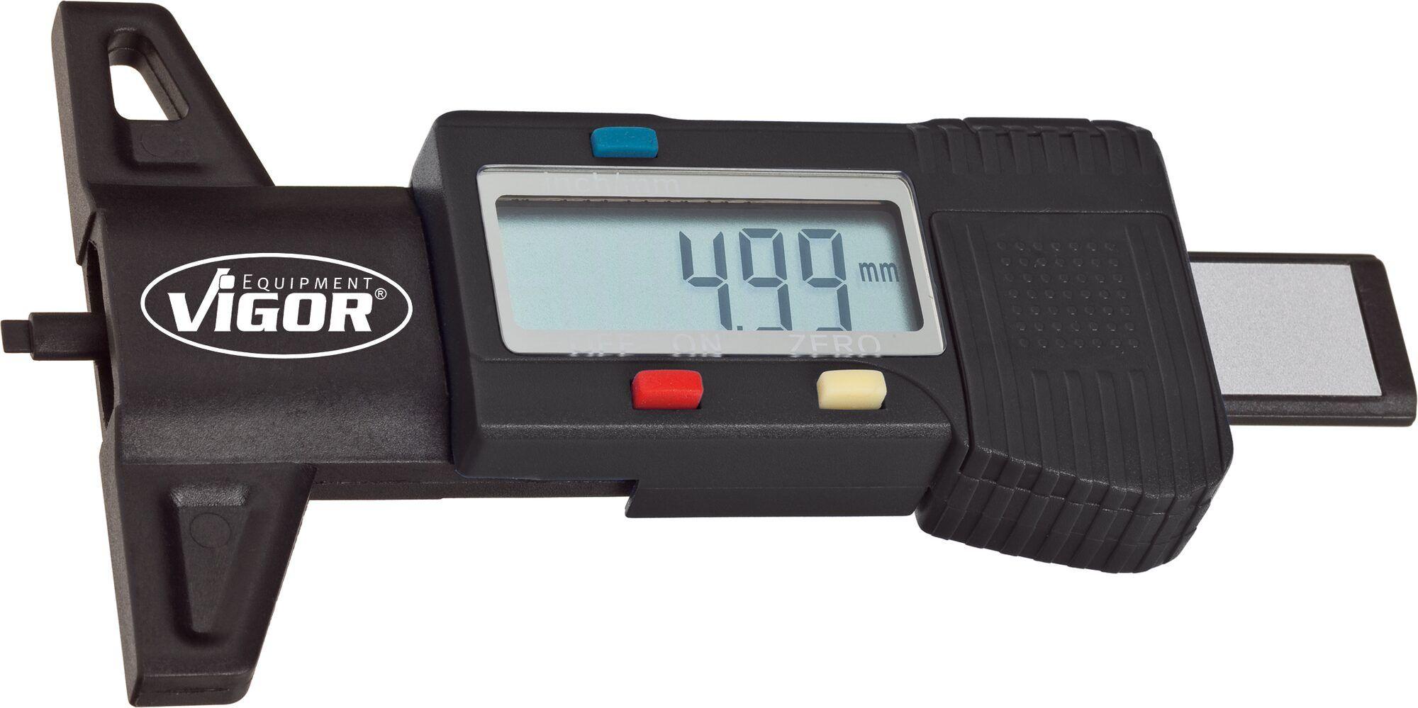 Calibru Digital pentru Adâncimea Profilului Anvelopelor VIGOR V1584MET, Măsurare Maximă 27 mm, Unități mm și Inch, Alimentat cu Baterie 3V