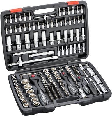 Set de 172 de chei tubulare VIGOR V2461, cu antrenor pătrat de 1/2 inch, 1/4 inch și 3/8 inch, profil Torx, hexagonal interior și exterior, PH, PZ și șurubelniță dreaptă