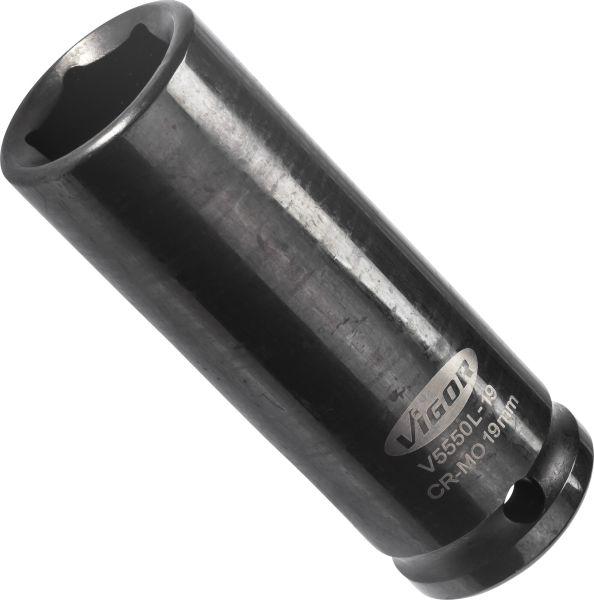 Cheie Tubulară de Impact VIGOR V5550L-19, Deschidere de 19 mm, Cuplaj Pătrat 1/2 Inch
