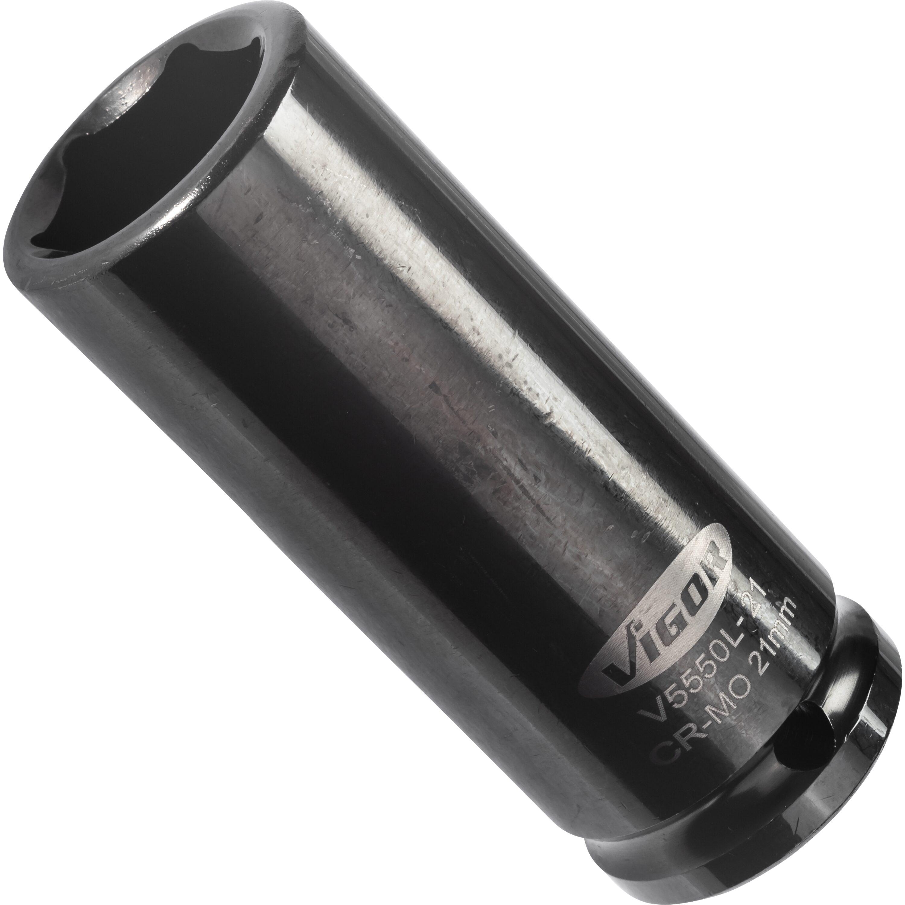 Cheie tubulară de impact lungă VIGOR V5550L-21, pătrat 1/2 inch, profil hexagonal, 21 mm, fosfatată