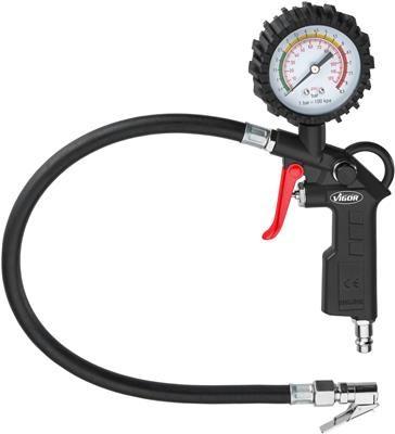 Pistol pneumatic VIGOR V6905 pentru umflat roți, cu manometru, presiune de operare 6.3 bar, furtun cu diametru de 10 mm, cuplă aer 1/4 inch