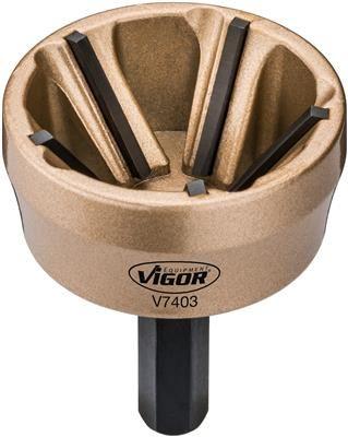 Cheie de Debavurare Universală VIGOR V7403, Lame din Tungsten, Compatibilă cu Diametre de 13-35 mm, Antrenor Hexagonal de 6.3 mm, Viteză de Rotatie 500 RPM